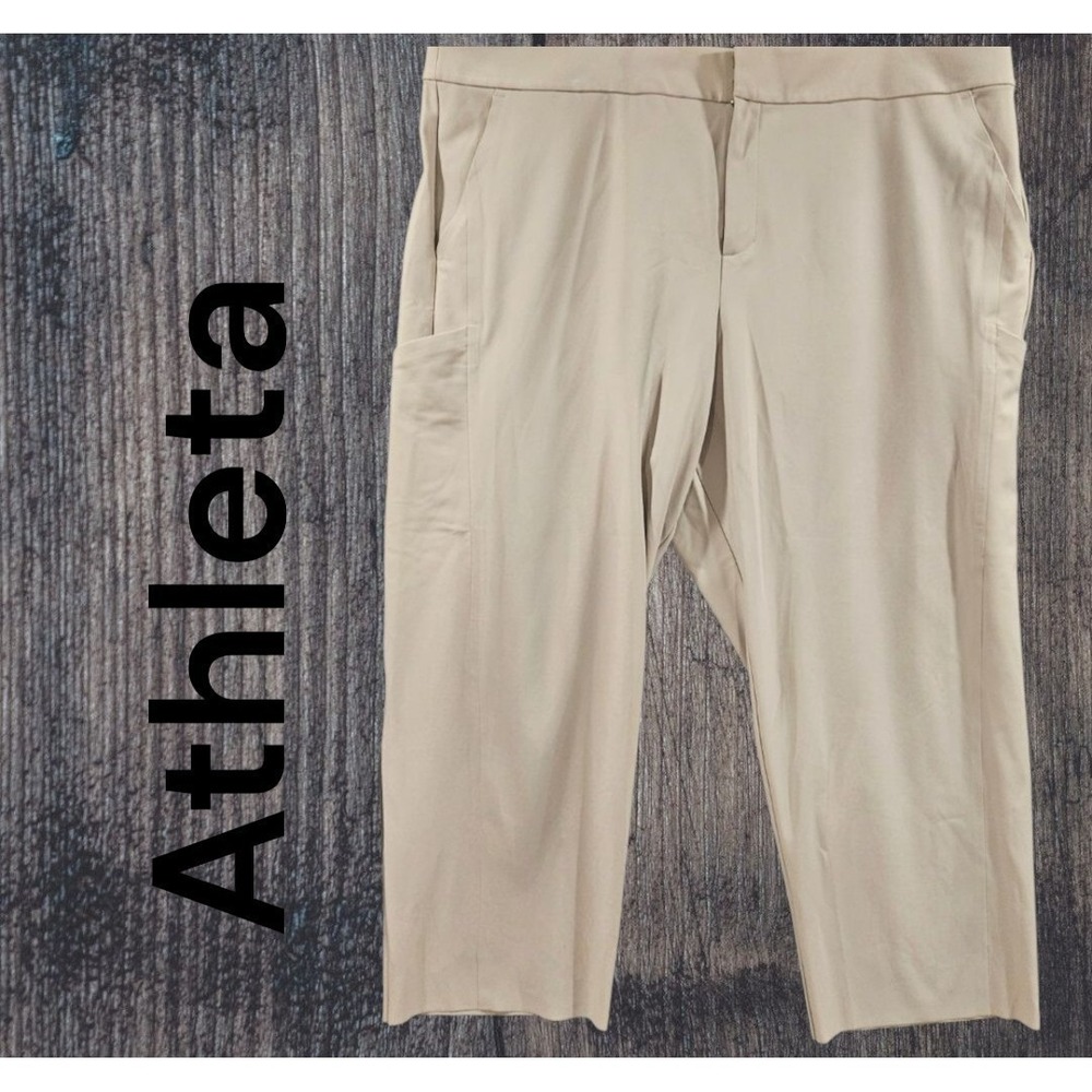 Athleta Stellar Straight Crop Pant Beige Tan Size 24 Plus Stretch 657550-01